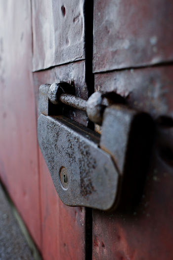 Close-up of rusty metal door