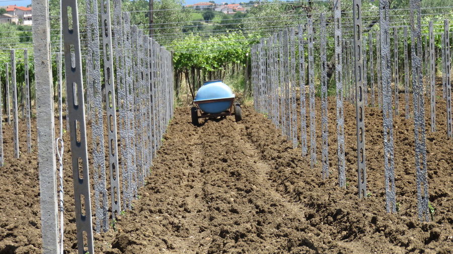 Agricultural machinery on field