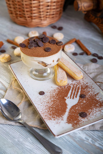 Close-up of dessert on table