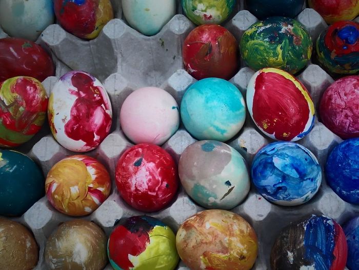 Detail shot of easter painted eggs