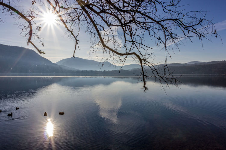 Scenic view of lake against sky