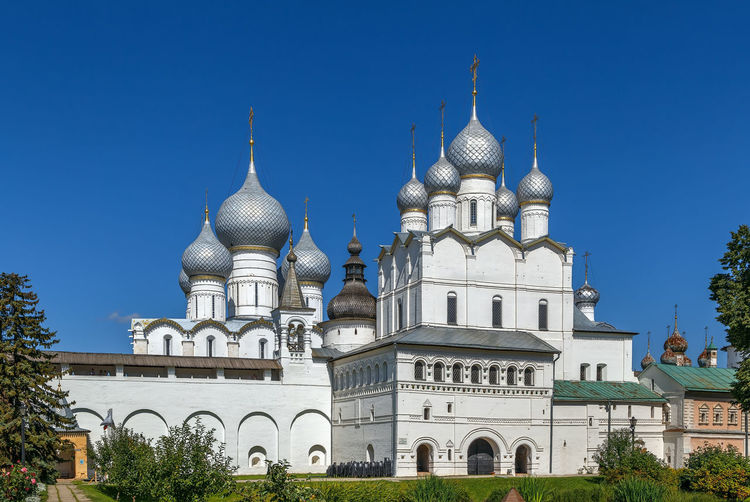 Low angle view of building against blue sky