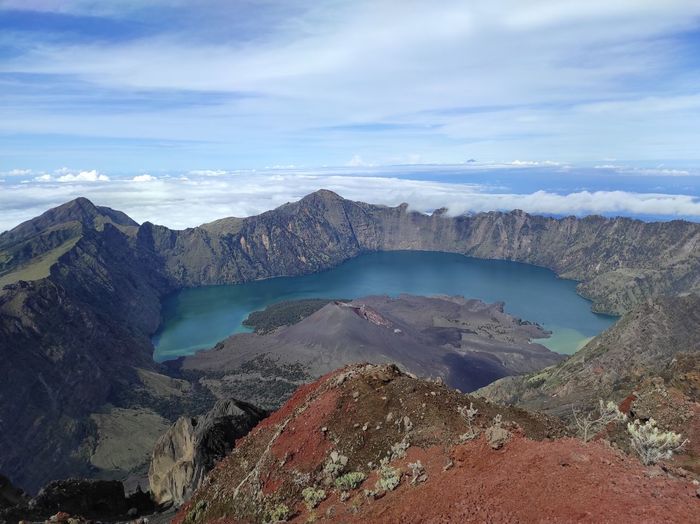 Beatiful view of mout tambora crater from an altitude of 2851 