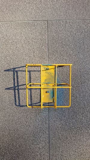 High angle view of yellow crossing on road