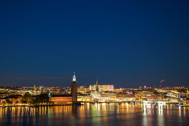 Scenic view of stockholm skyline at night