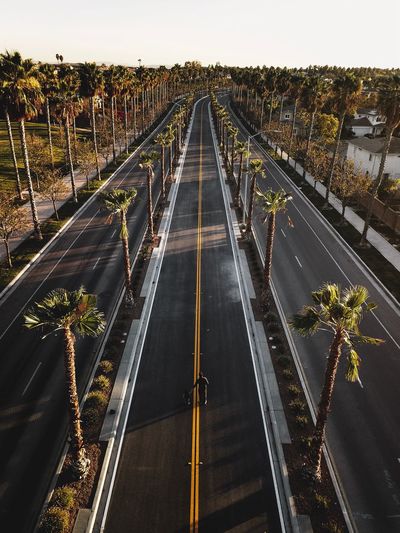High angle view of bridge over road in city