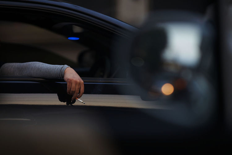 Man driving car
