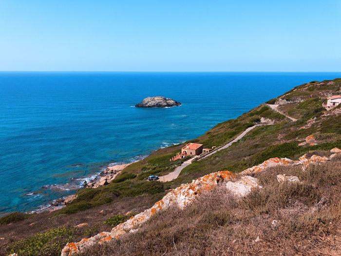 Scenic view of sea against clear sky