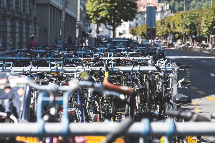 Bicycle rack on city street