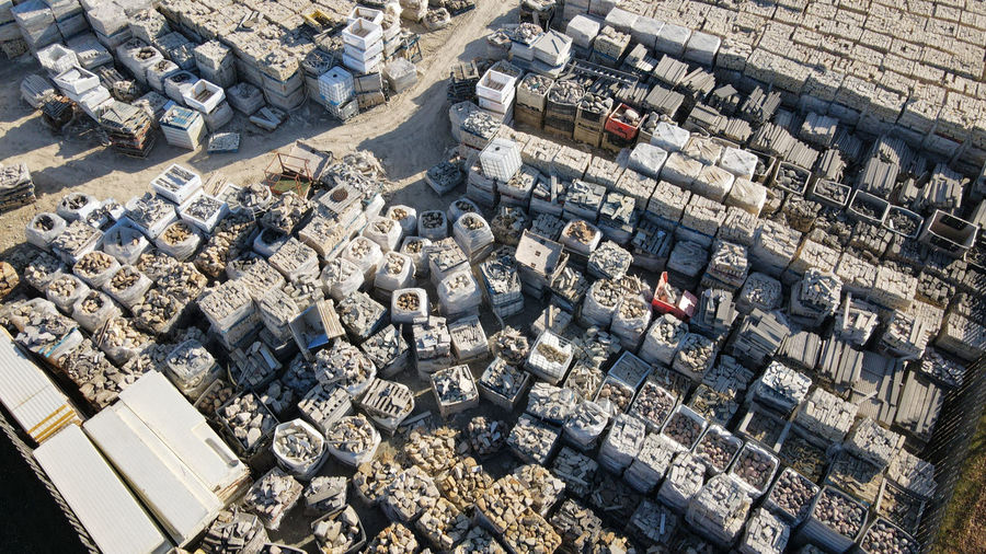 Huge amounts of rocks inside bins