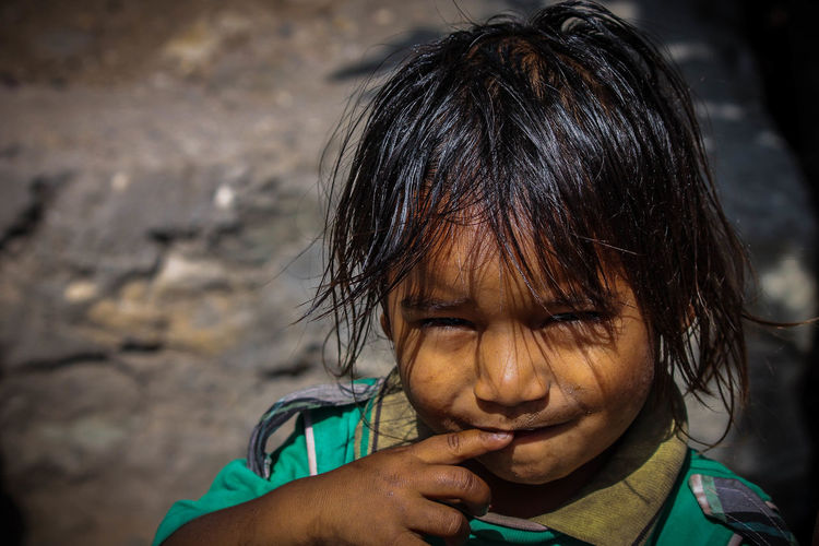 Portrait of boy with messy hair