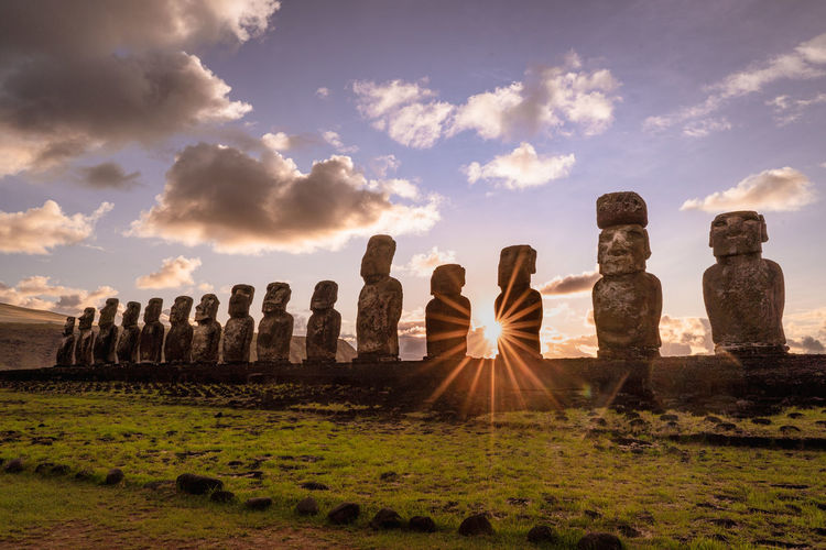 A photo depicting the famous moai of rapa nui aka easter island