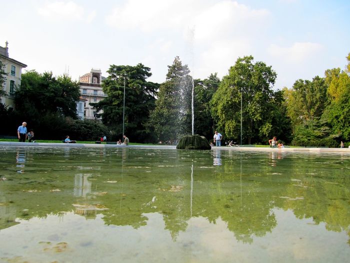 People in pond
