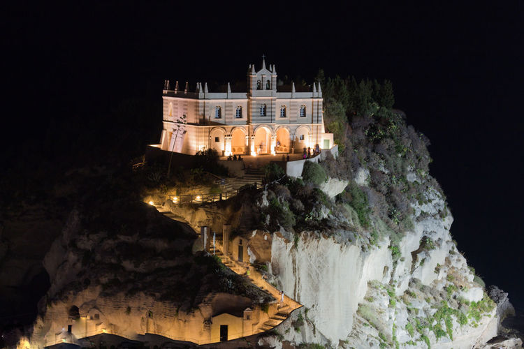 Low angle view of building at night