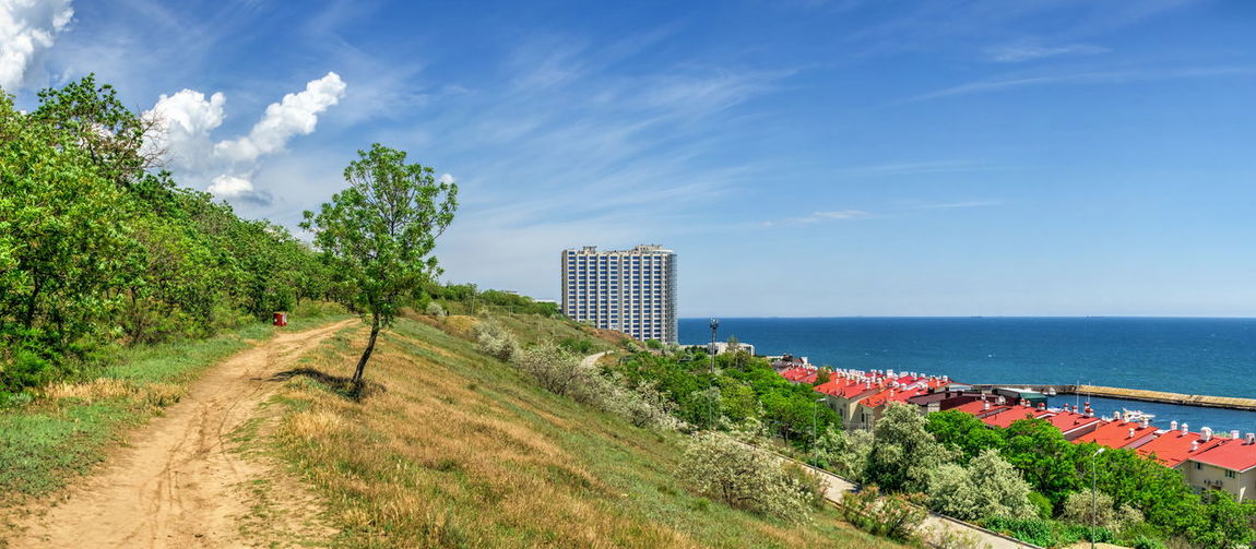 Panoramic view of the new microdistrict and slope development in odessa, ukraine, 