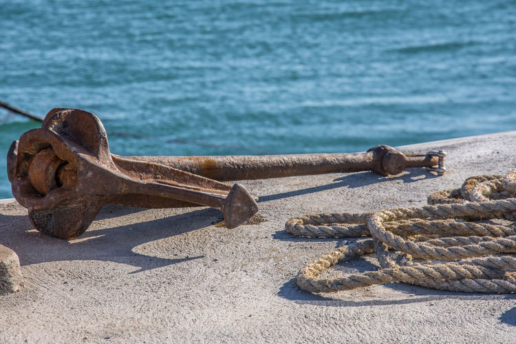 Close-up of anchor and rope