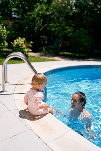 Boy on swimming pool