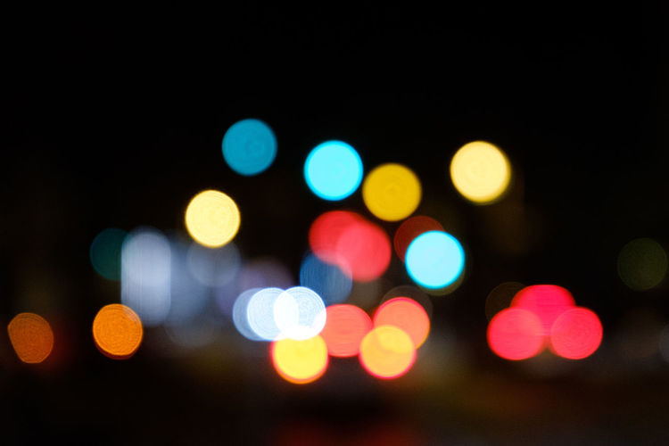 Defocused image of illuminated street lights
