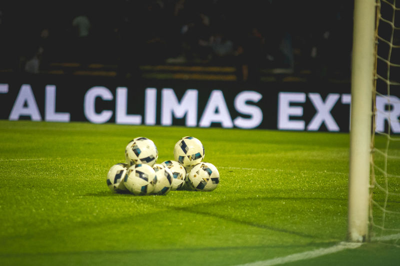 Close-up of soccer field