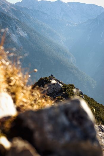 Rocks on mountain against sky