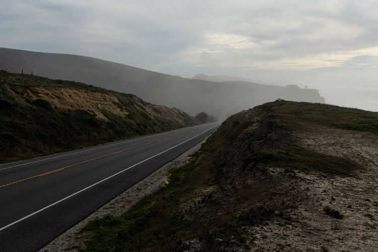 Coastal highway 1 in california leading off into the distance