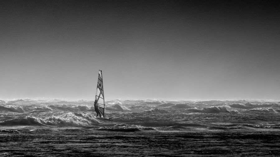 Windsurfer in a stormy sea