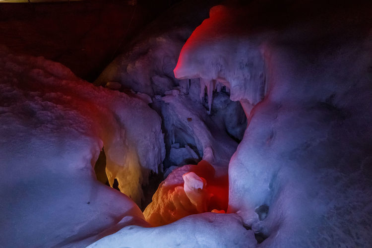 Close-up of snow on rock