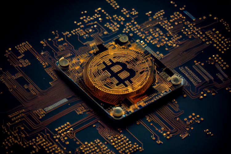 Close-up of bitcoin