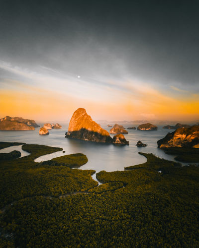 Scenic view of sea against sky during sunset