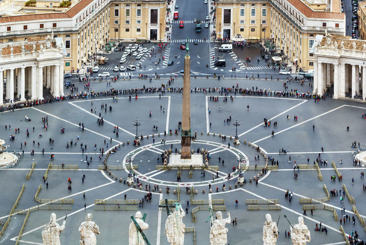 Aerial view of st. peter square from the dome of st. peter basilica, vatican
