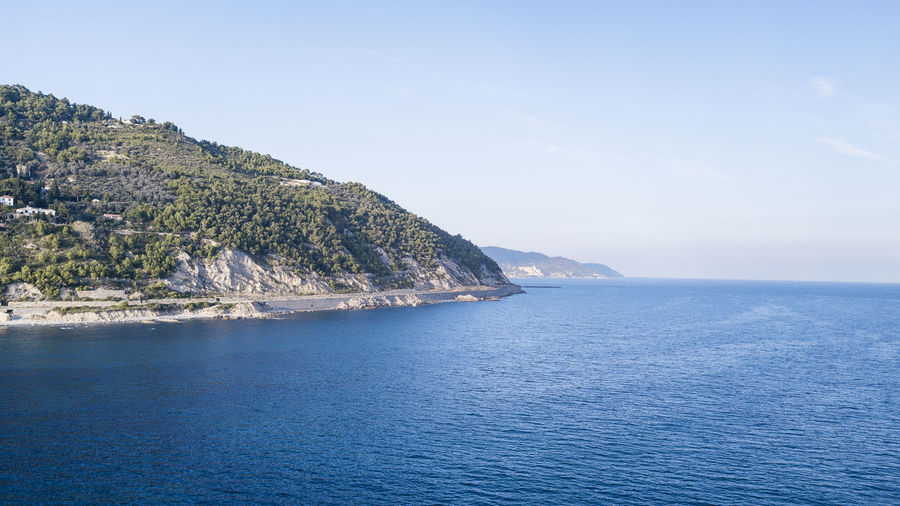 Aerial view of the ligurian coast of the ponenete riviera