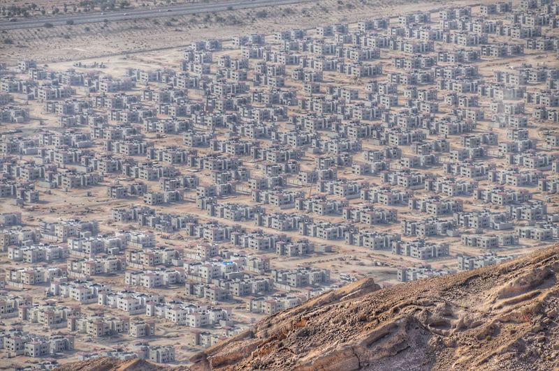 High angle view of buildings