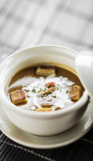 Close-up of food in bowl on table