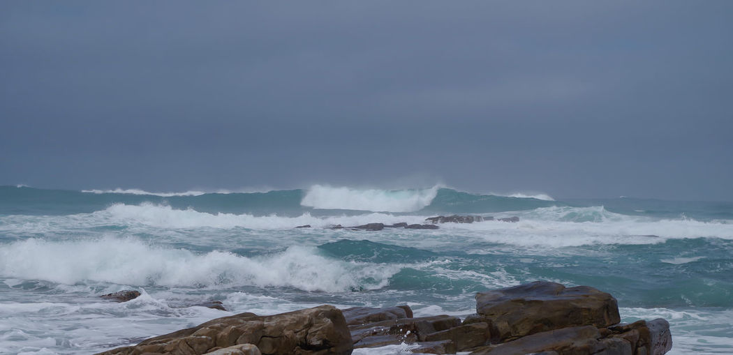 Breakwater on the south atlantic coast at boulders beach 