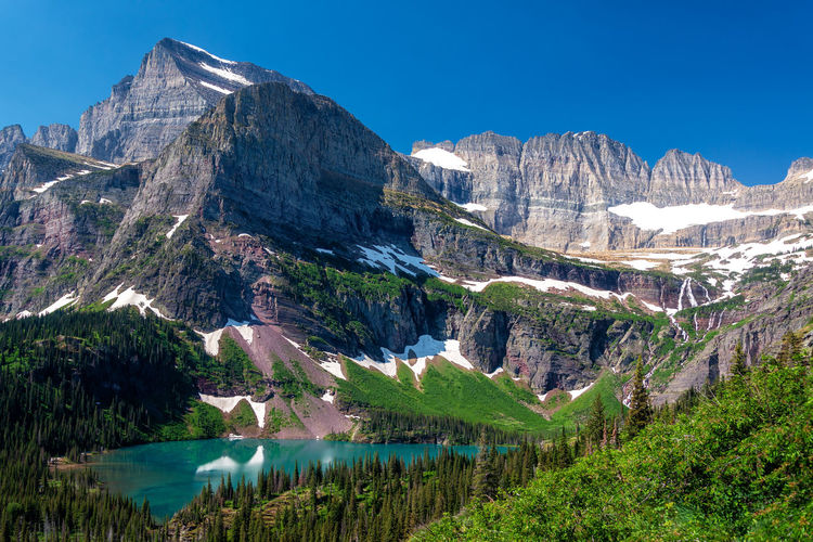 Stunning view of grinnell lake in glacier national park