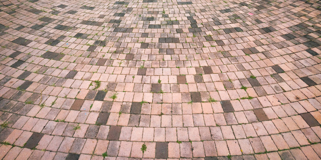 High angle view of cobblestone footpath