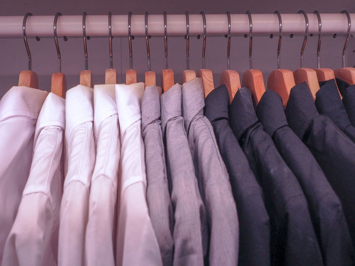 Close-up of clothes hanging on coathanger