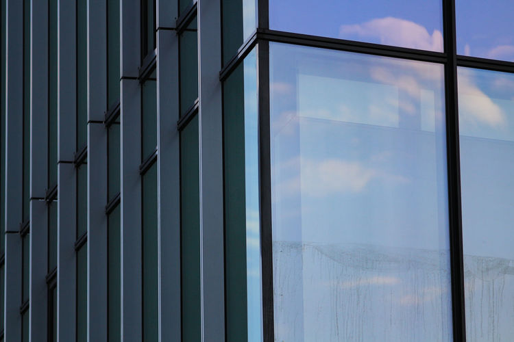 Reflection of sky on glass window