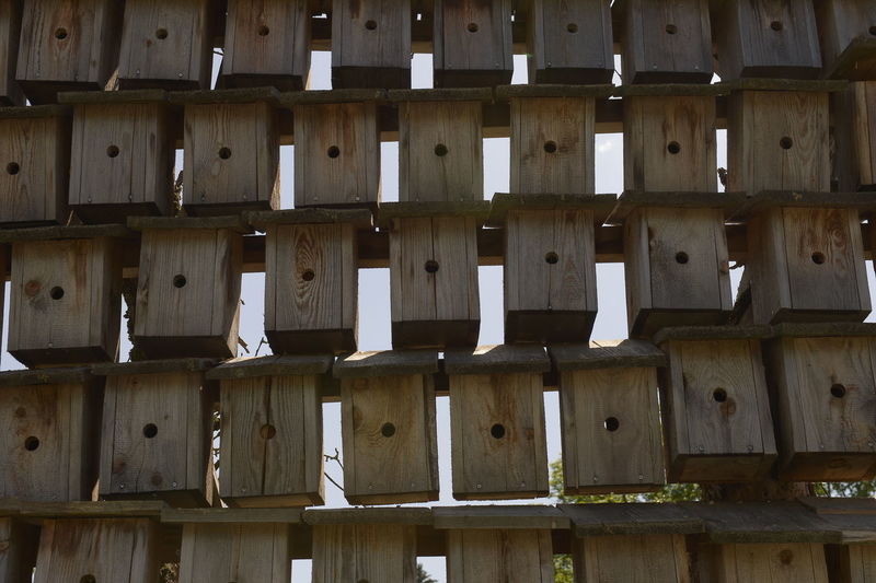 Full frame shot of wood bird house