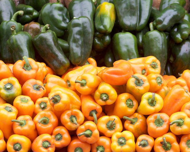 Bell peppers for sale at market stall