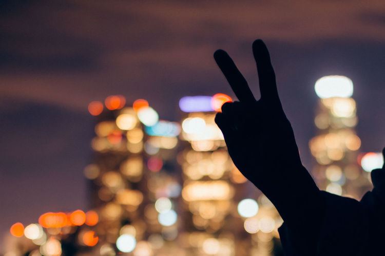Man's hand at night