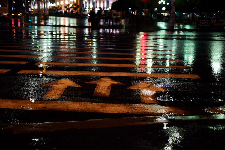 Close-up of wet puddle during rainy season