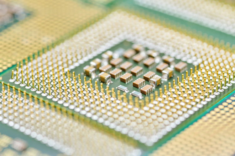 Cpu, central processor unit, isolated background. main electronic circuitry for computer. hallow dof