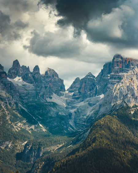 Scenic view of dolomites mountains against sky