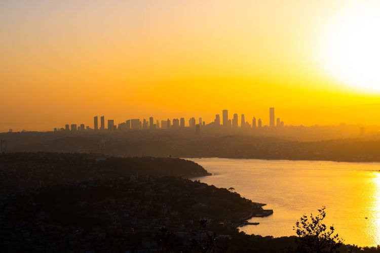Cityscape of istanbul at sunset from beykoz district.