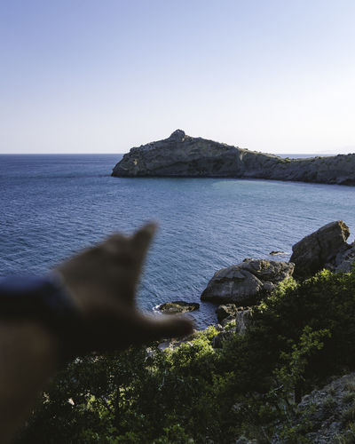 Scenic view of sea against clear sky