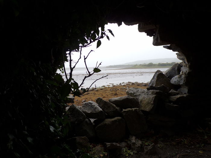 Sea seen through cave