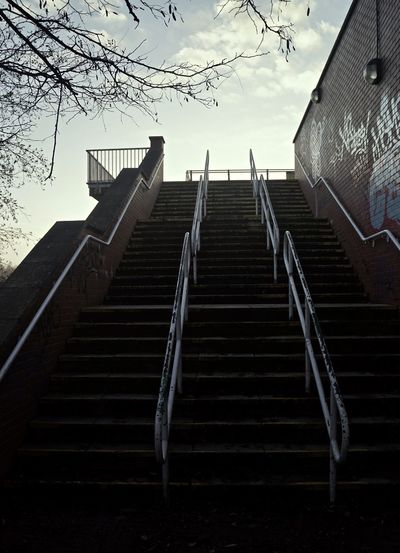 Low angle view of staircase against building