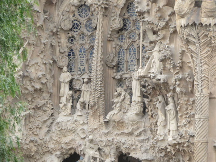 Low angle view of carving on building