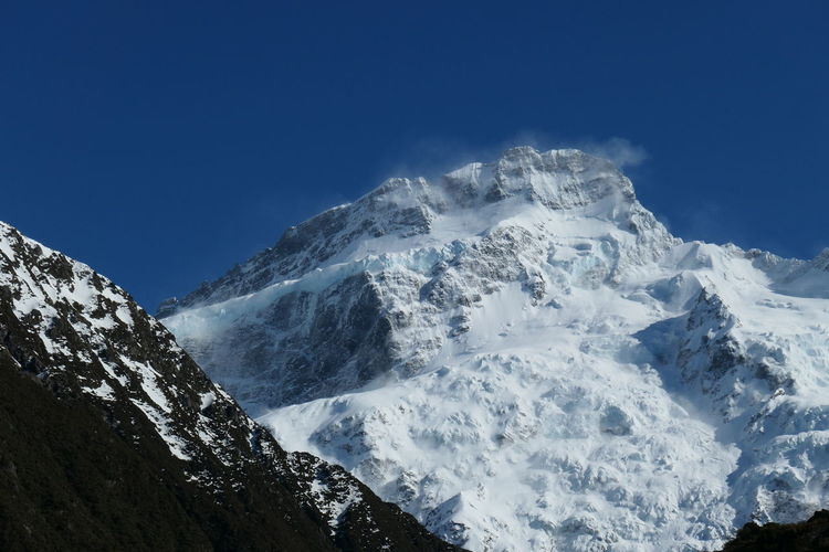 Scenic view of snow covered mountain against sky
